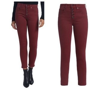 NWT Veronica Beard Debbie ankle jeans in Oxblood red. Size 26